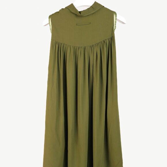 Jean Paul Gaultier Green Crepe Buttoned Sleeveless Keyhole Dress - Picture 2 of 8